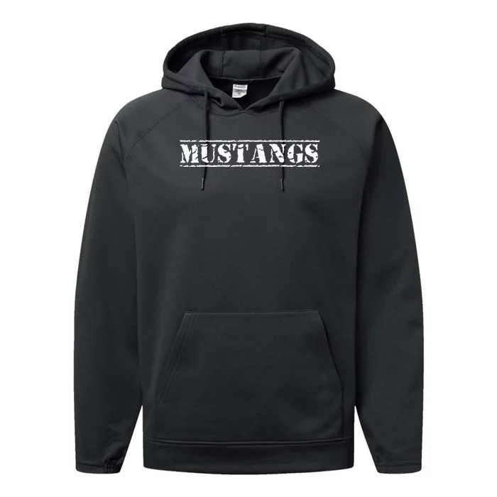 Go Mustangs Football Baseball Basketball Cheer Fan School Performance Fleece Hoodie