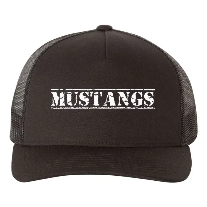 Go Mustangs Football Baseball Basketball Cheer Fan School Yupoong Adult 5-Panel Trucker Hat