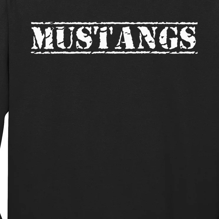 Go Mustangs Football Baseball Basketball Cheer Fan School Long Sleeve Shirt