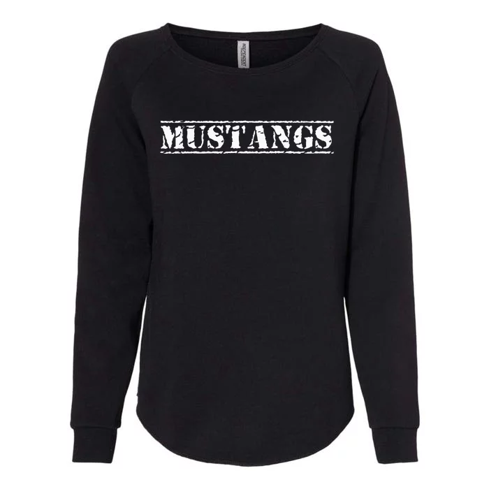 Go Mustangs Football Baseball Basketball Cheer Fan School Womens California Wash Sweatshirt