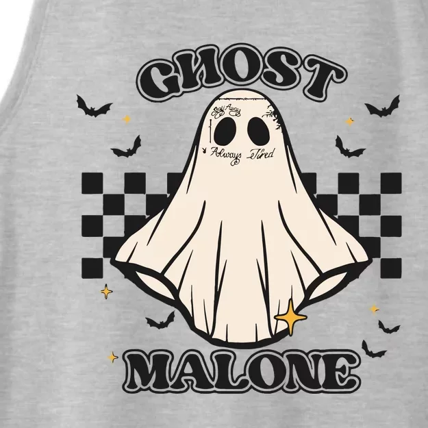 Ghost Malone Funny Halloween Malone Spooky Halloween Ladies Tri-Blend Wicking Tank