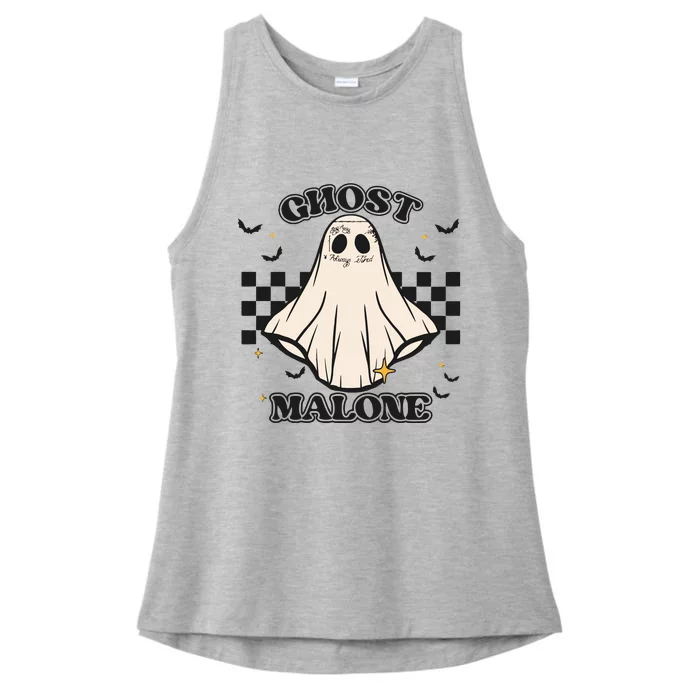 Ghost Malone Funny Halloween Malone Spooky Halloween Ladies Tri-Blend Wicking Tank