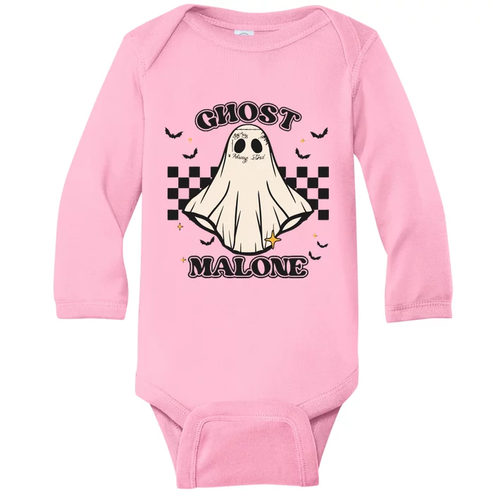 Ghost Malone Funny Halloween Malone Spooky Halloween Baby Long Sleeve Bodysuit