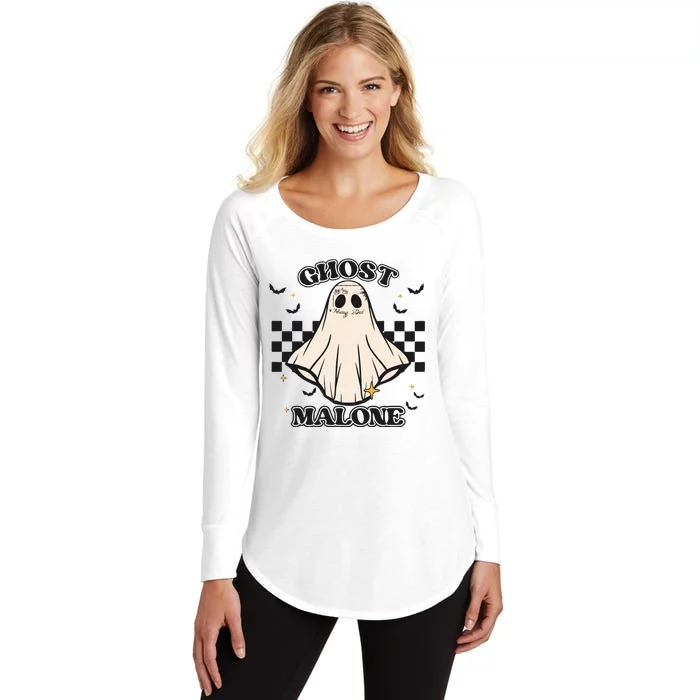 Ghost Malone Funny Halloween Malone Spooky Halloween Women's Perfect Tri Tunic Long Sleeve Shirt