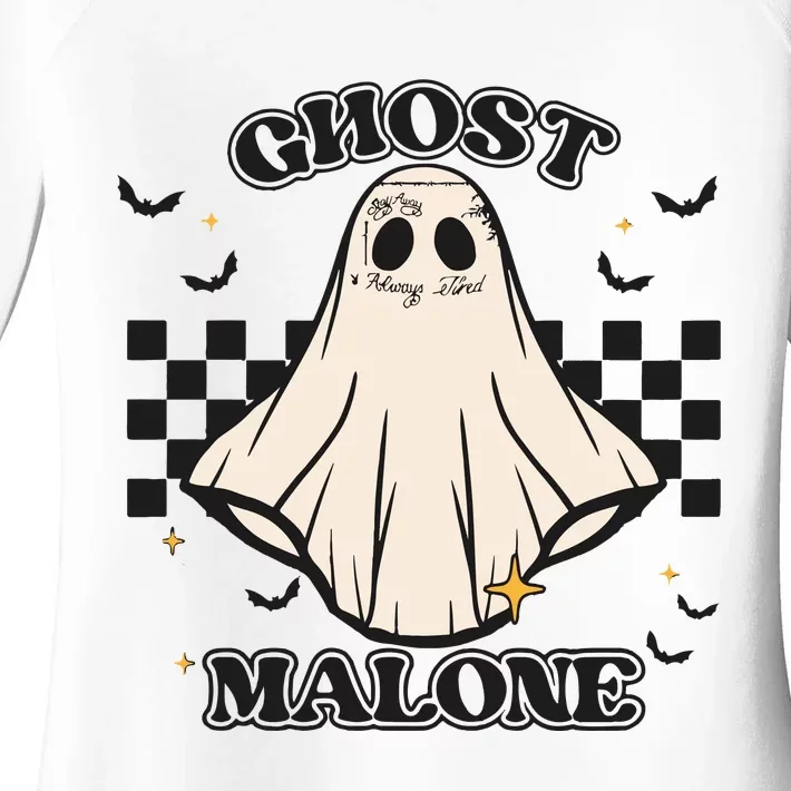 Ghost Malone Funny Halloween Malone Spooky Halloween Women's Perfect Tri Tunic Long Sleeve Shirt