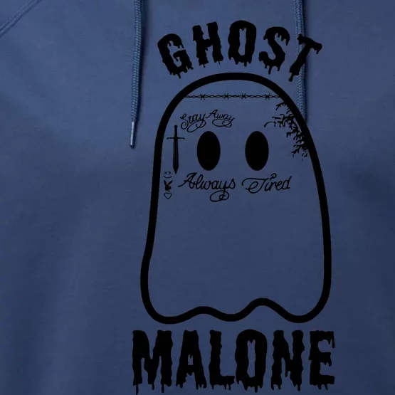 Ghost Malone Funny Stay Away Always Tired Halloween Costume Performance Fleece Hoodie