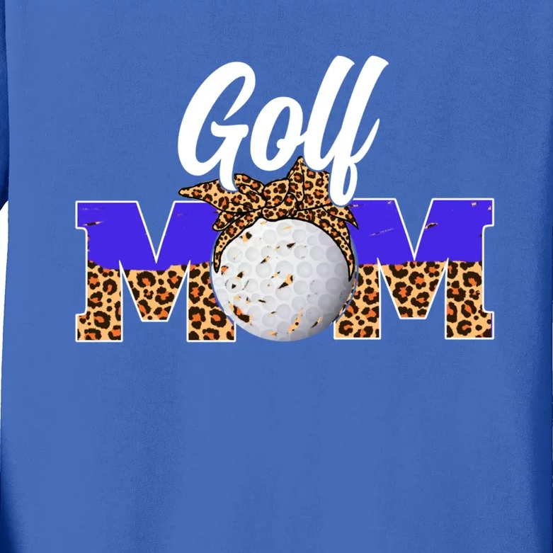 Golf Mom Game Day Leopard Mothers Day Gift Kids Long Sleeve Shirt