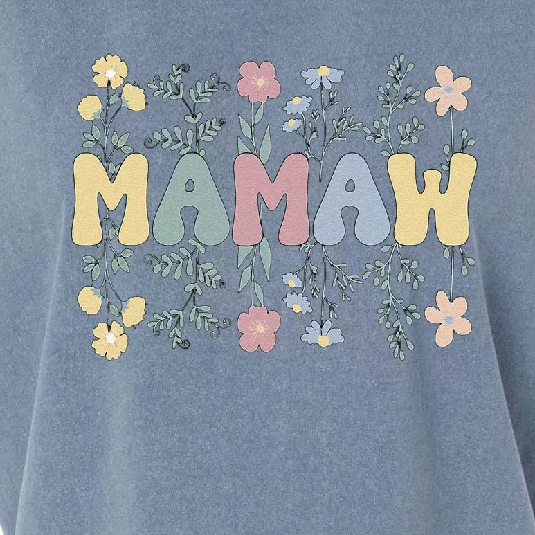 Groovy Mamaw Grandmother Flowers Mamaw Grandma Garment-Dyed Women's Muscle Tee