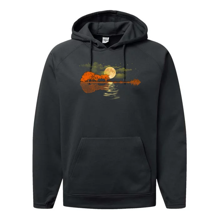 Guitar Meaningful Gift Nature Guitar Lake Shadow Love Performance Fleece Hoodie