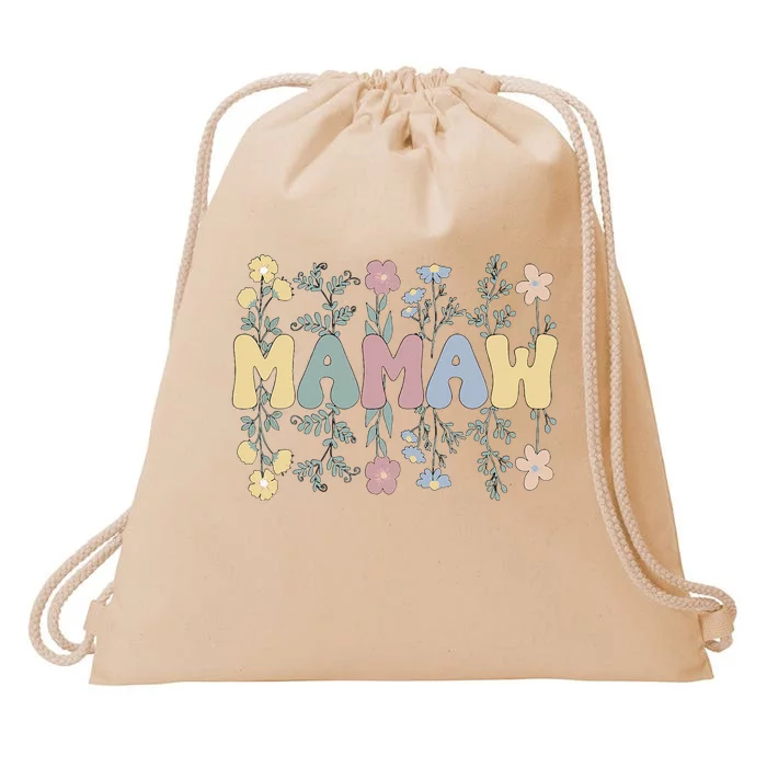 Groovy Mamaw Grandmother Flowers Mamaw Grandma Drawstring Bag