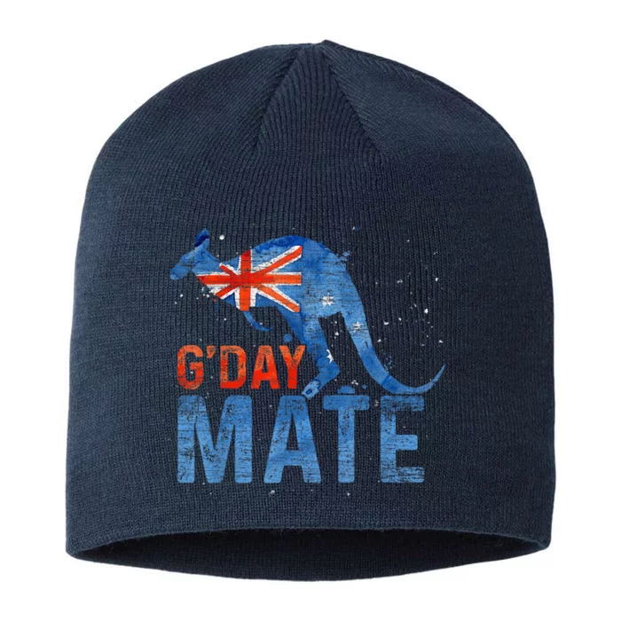 Gday Mate Gift Funny Australia And Kangaroo Gift 8 1/2in Sustainable Knit Beanie