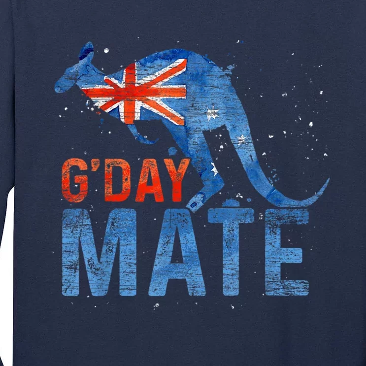 Gday Mate Gift Funny Australia And Kangaroo Gift Tall Long Sleeve T-Shirt