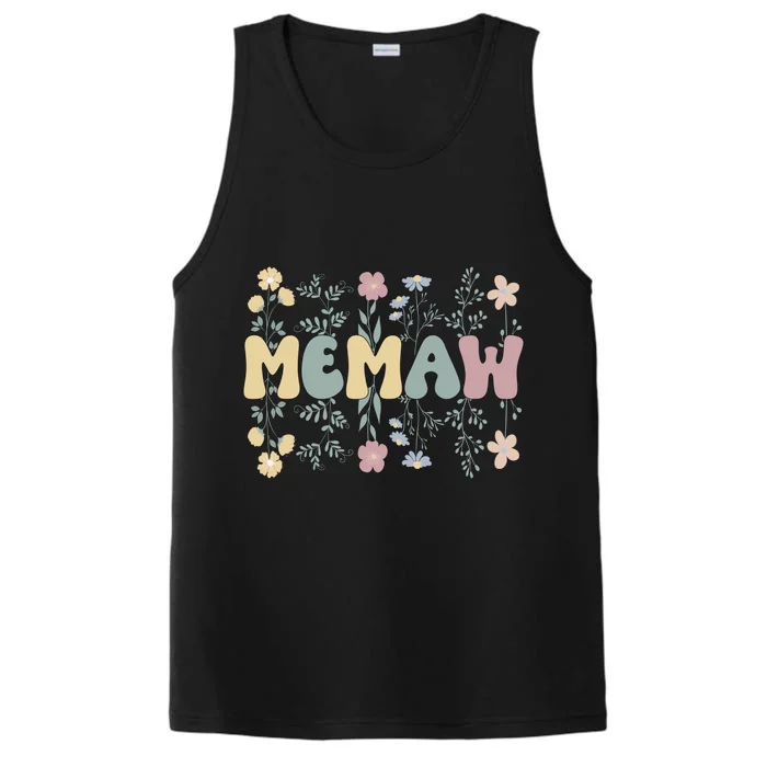 Groovy Memaw Grandmother Flowers Memaw Grandma Gift Performance Tank