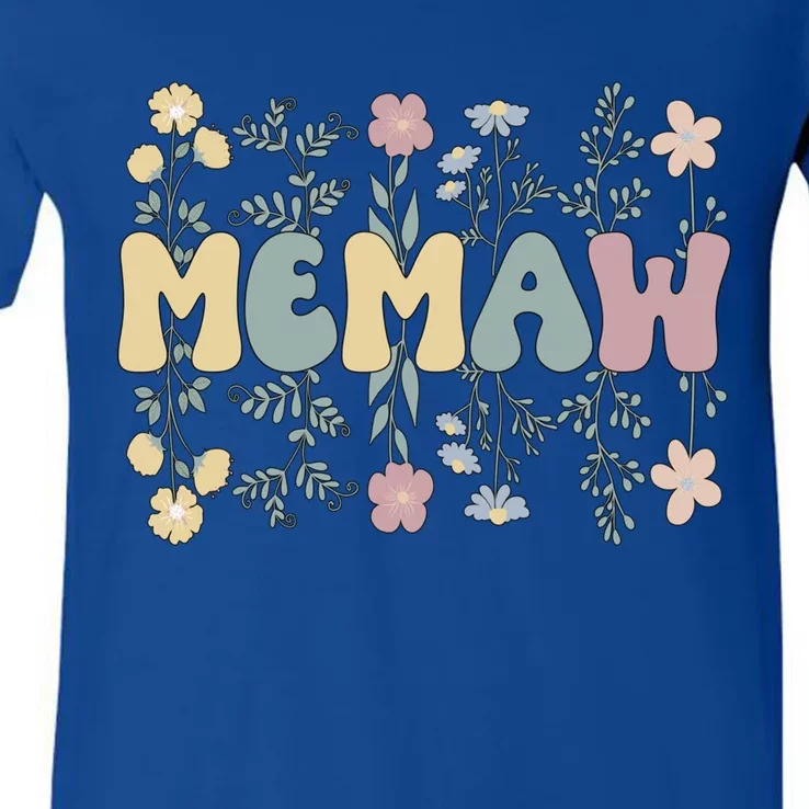 Groovy Memaw Grandmother Flowers Memaw Grandma Gift V-Neck T-Shirt