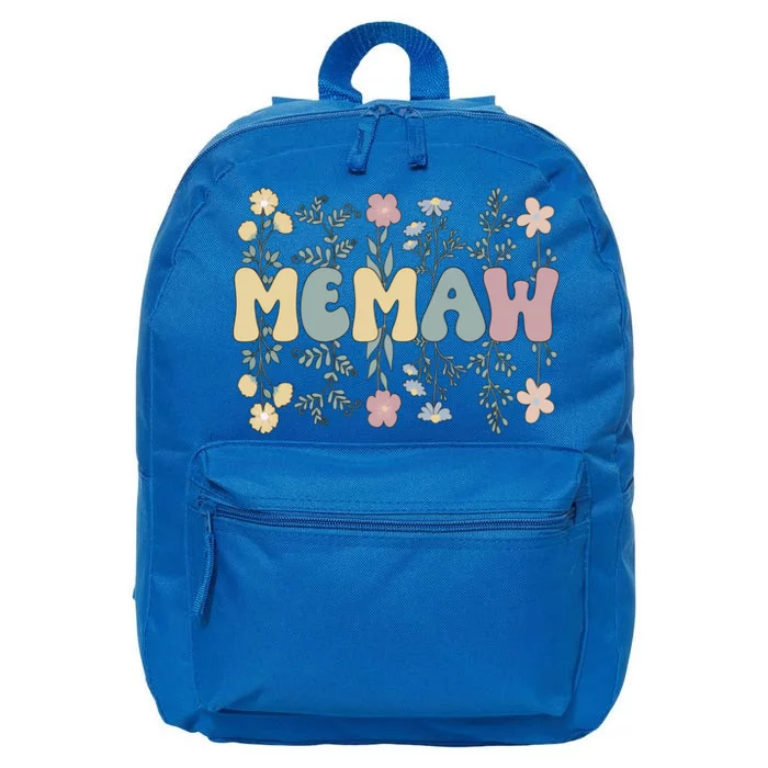 Groovy Memaw Grandmother Flowers Memaw Grandma Gift 16 in Basic Backpack