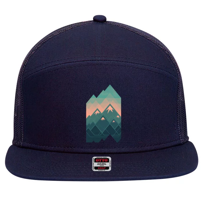 Geometric Mountains 7 Panel Mesh Trucker Snapback Hat