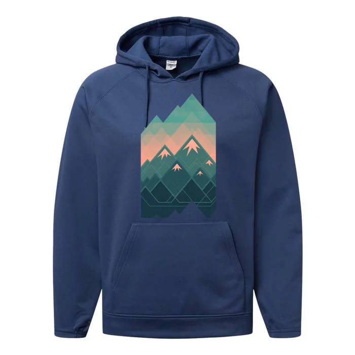 Geometric Mountains Performance Fleece Hoodie