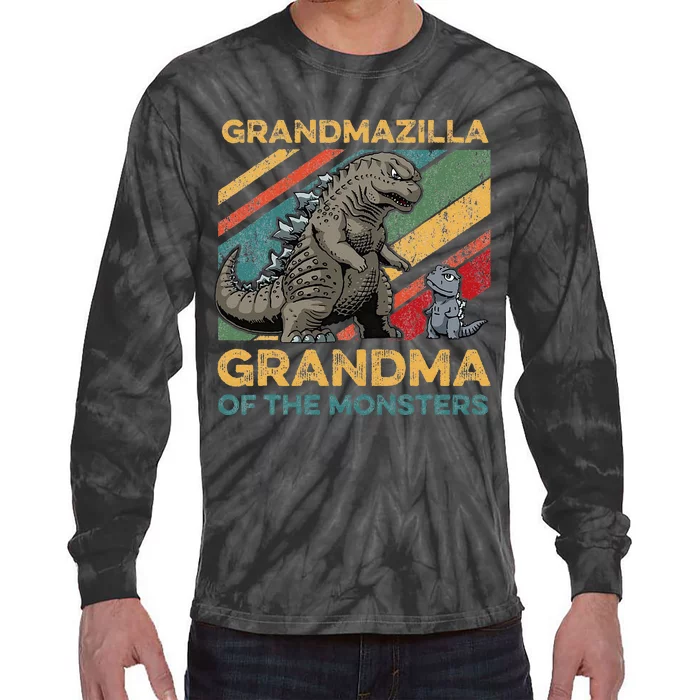 Grandmazilla Monster Grandma Holiday Costume Tie-Dye Long Sleeve Shirt