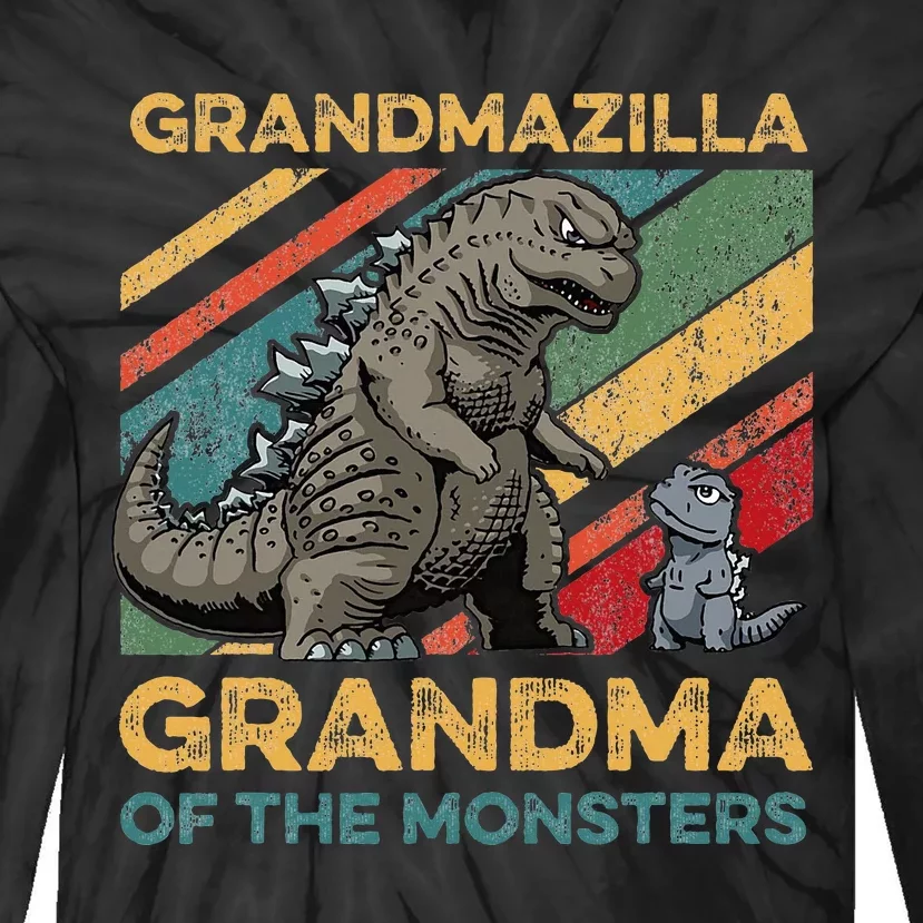 Grandmazilla Monster Grandma Holiday Costume Tie-Dye Long Sleeve Shirt