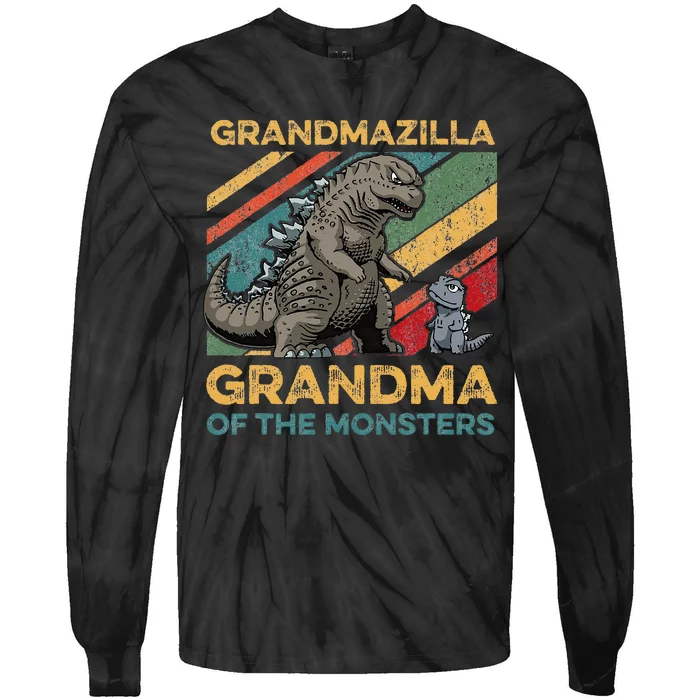 Grandmazilla Monster Grandma Holiday Costume Tie-Dye Long Sleeve Shirt