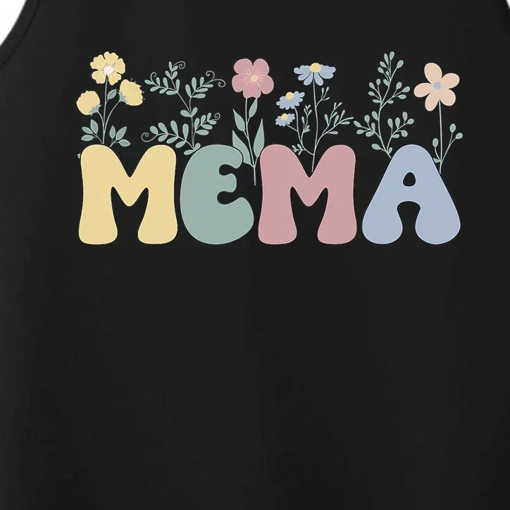 Groovy Mema Grandmother Flowers Mema Grandma Performance Tank