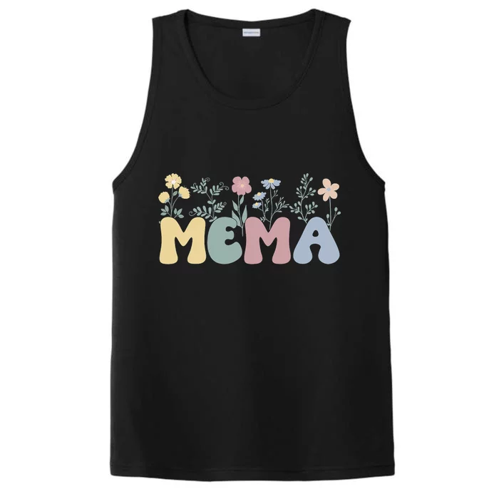 Groovy Mema Grandmother Flowers Mema Grandma Performance Tank