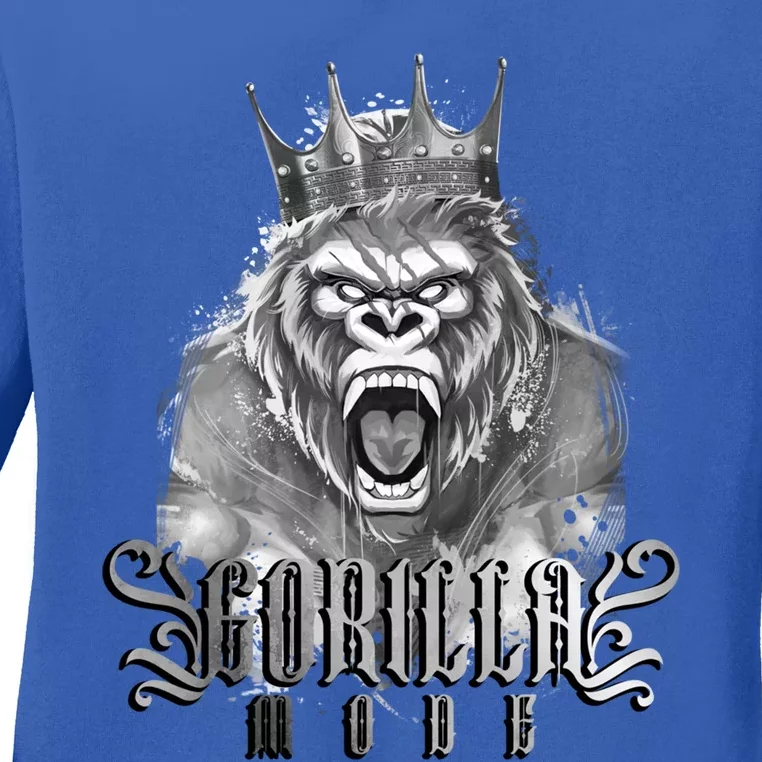 Gorilla Mode Gym Motivation Bodybuilding King Beast Workout Cool Gift Ladies Long Sleeve Shirt