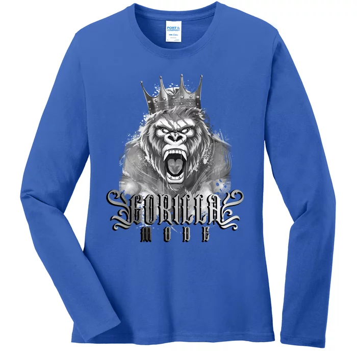 Gorilla Mode Gym Motivation Bodybuilding King Beast Workout Cool Gift Ladies Long Sleeve Shirt