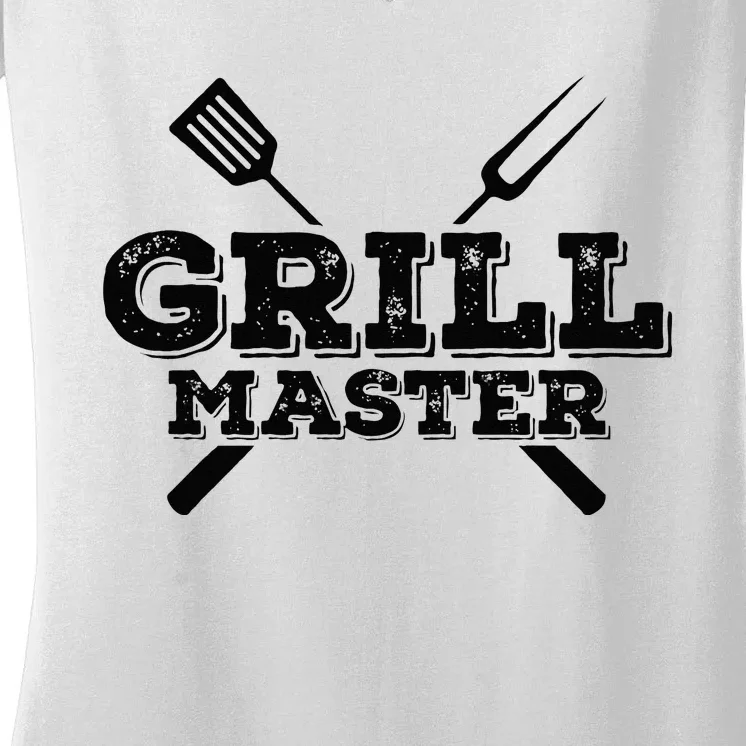 Grill Master Grilling Barbecue BBQ Smoker Graphic Women's V-Neck T-Shirt