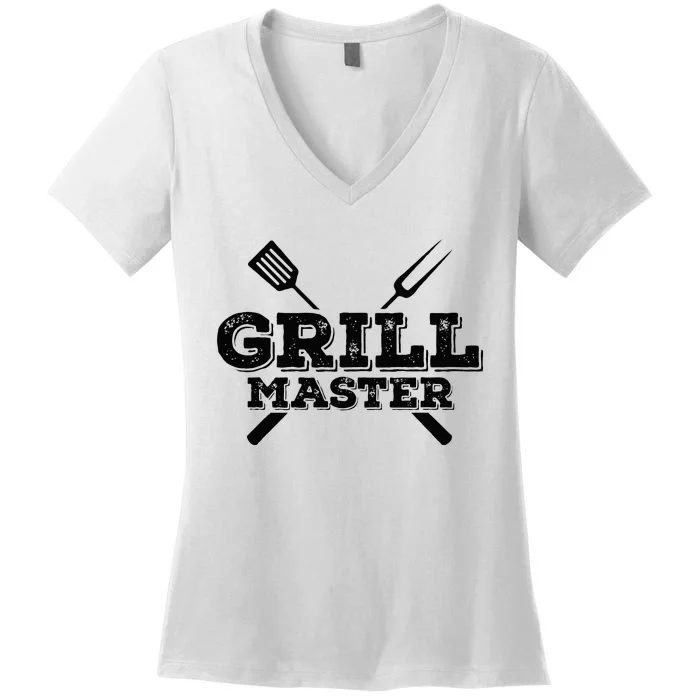 Grill Master Grilling Barbecue BBQ Smoker Graphic Women's V-Neck T-Shirt