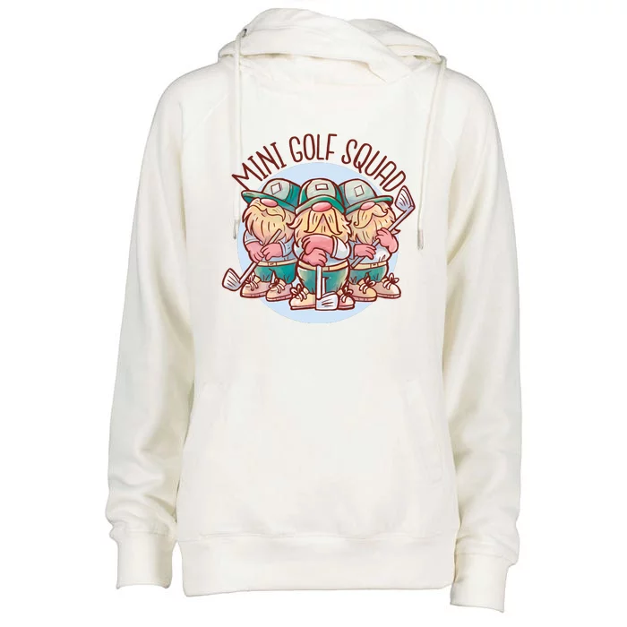 Gnomes Mini Golf Squad Womens Funnel Neck Pullover Hood