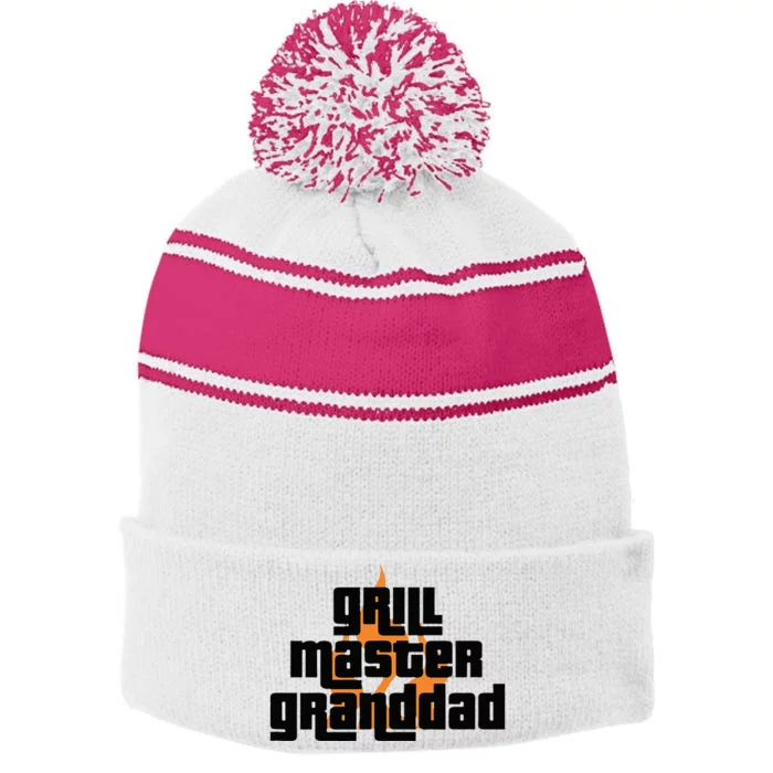 Grill Master Grilling Granddad Grandfather Grandpa BBQ Stripe Pom Pom Beanie