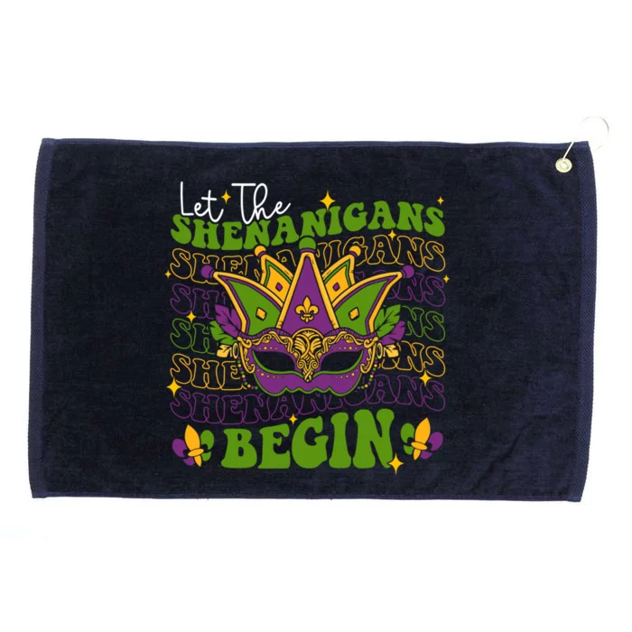 Groovy Mardi Gras Let The Shenanigans Begin Mask Carnival Gift Grommeted Golf Towel