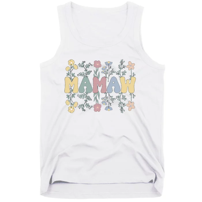 Groovy Mamaw Grandmother Flowers Mamaw Grandma Tank Top