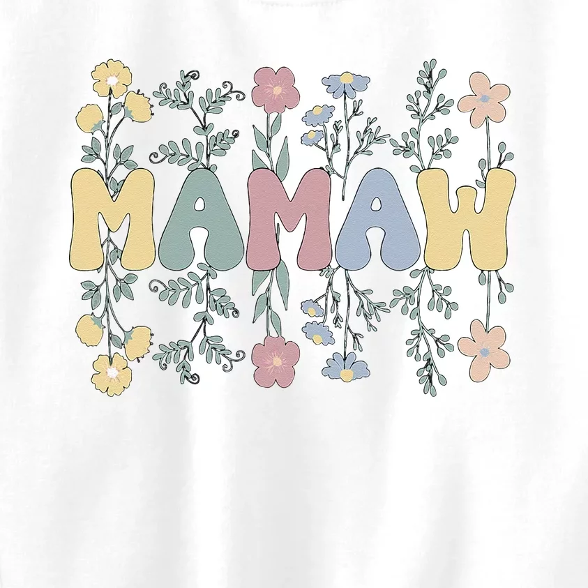 Groovy Mamaw Grandmother Flowers Mamaw Grandma Kids Sweatshirt