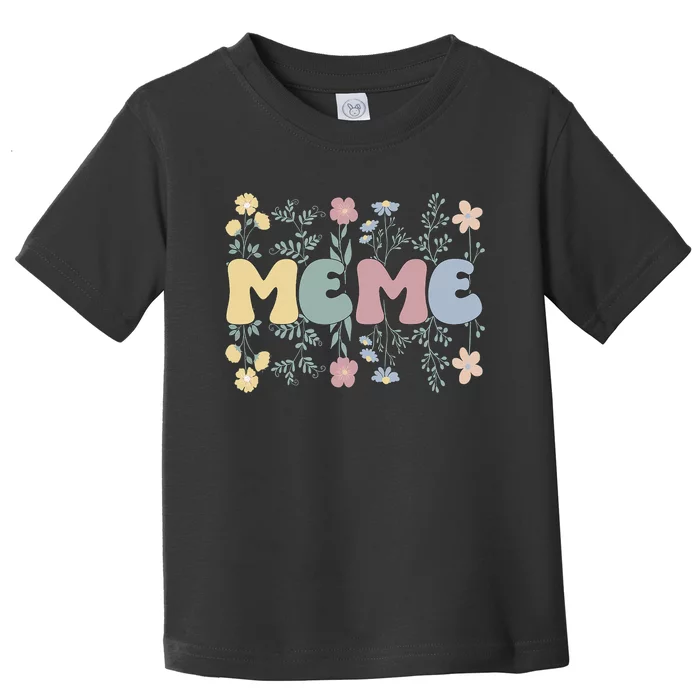 Groovy Meme Grandmother Flowers Meme Grandma Toddler T-Shirt