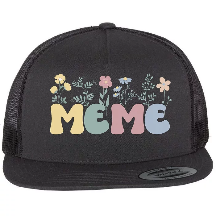 Groovy Meme Grandmother Flowers Meme Grandma Flat Bill Trucker Hat