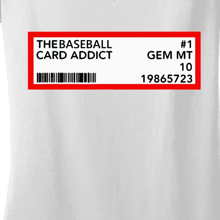 Gem Mint Graded Baseball Card Addict Grade Women's V-Neck T-Shirt