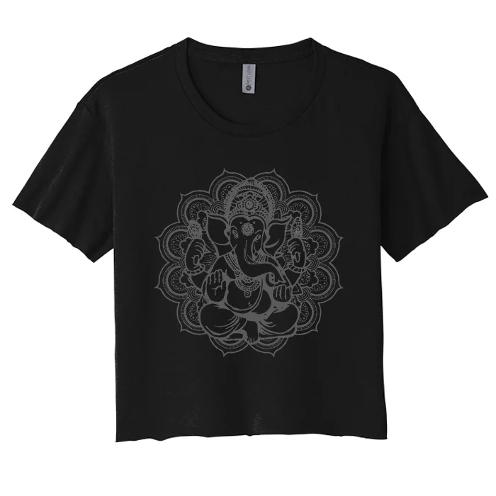 Ganesha Mandala Hindu God Hinduism Yoga Spiritual Gift Women's Crop Top Tee