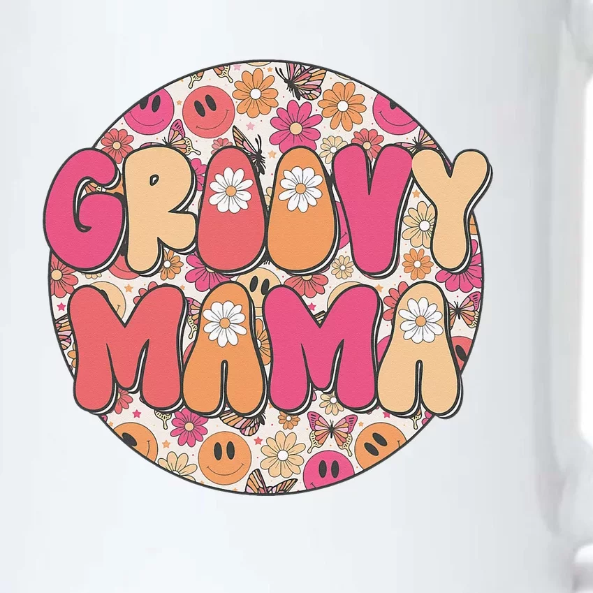 Groovy Mama Hippie Retro Daisy Flower Smile Face Black Color Changing Mug