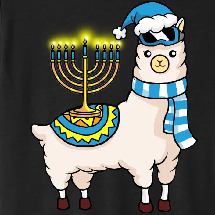 Glowing Menorah Hanukkah Llama Cute Alpaca Chanukah ChromaSoft Performance T-Shirt