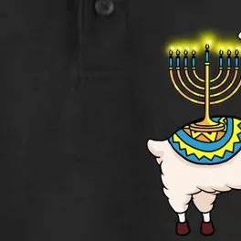 Glowing Menorah Hanukkah Llama Cute Alpaca Chanukah Dry Zone Grid Performance Polo