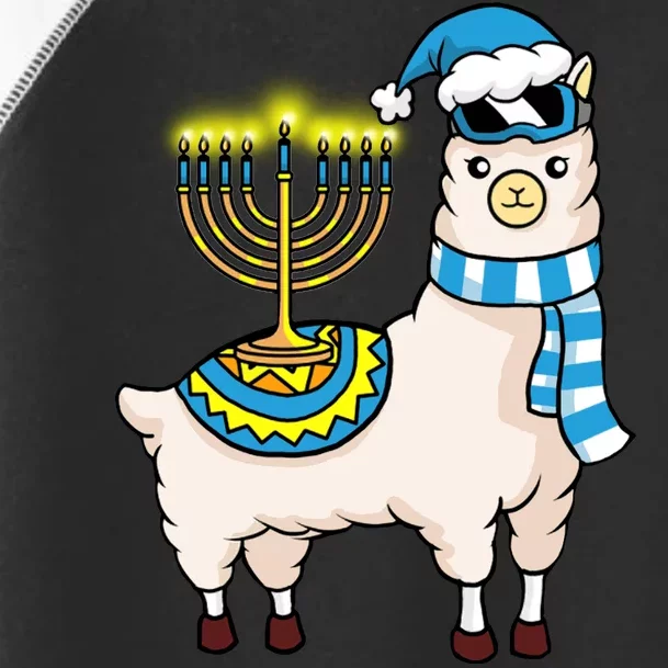 Glowing Menorah Hanukkah Llama Cute Alpaca Chanukah Toddler Fine Jersey T-Shirt