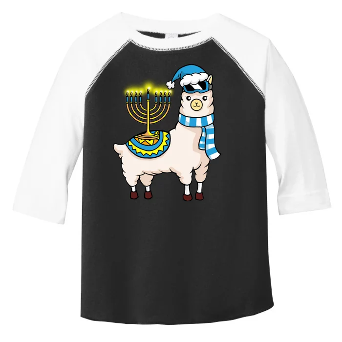 Glowing Menorah Hanukkah Llama Cute Alpaca Chanukah Toddler Fine Jersey T-Shirt