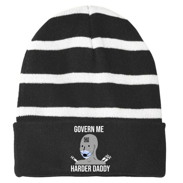 Govern Me Harder Daddy Striped Beanie with Solid Band