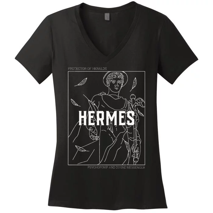 Greek Mythology Hermes Messenger Of The Gods Women's V-Neck T-Shirt