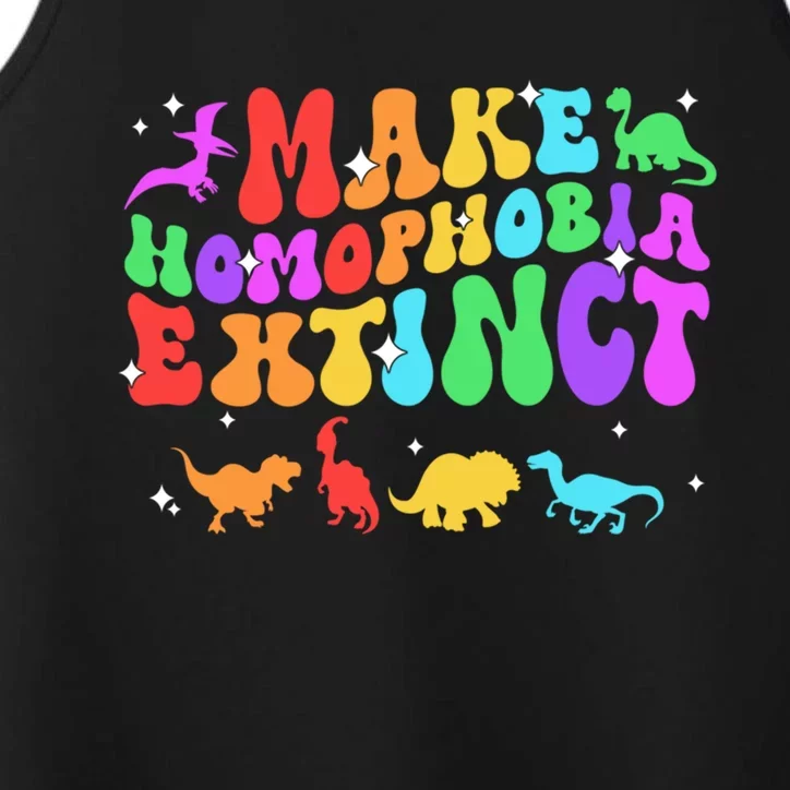 Groovy Make Homophobia Extinct Pride Lgbt Rainbow Dinosaur Gift Performance Tank