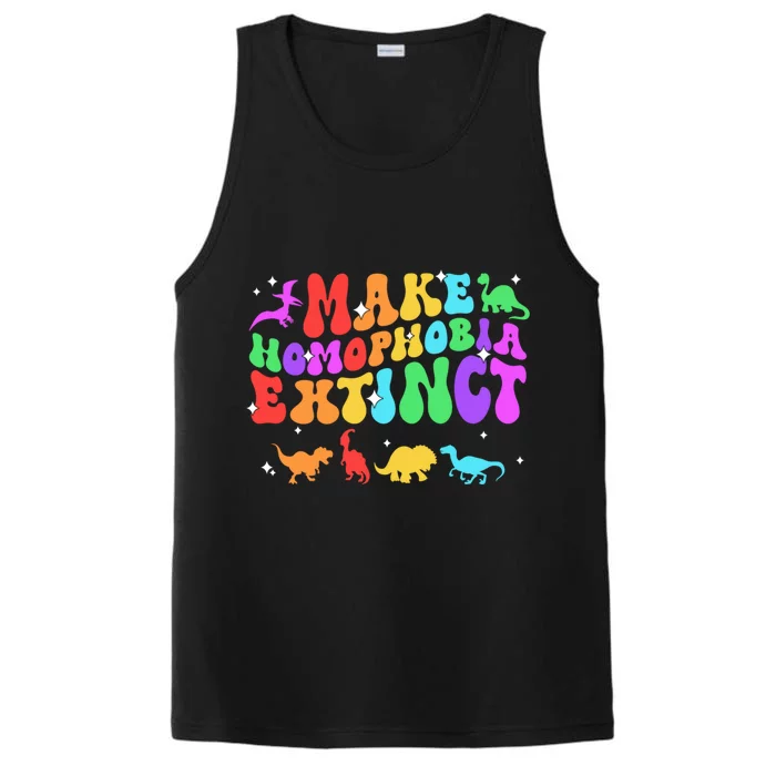 Groovy Make Homophobia Extinct Pride Lgbt Rainbow Dinosaur Gift Performance Tank