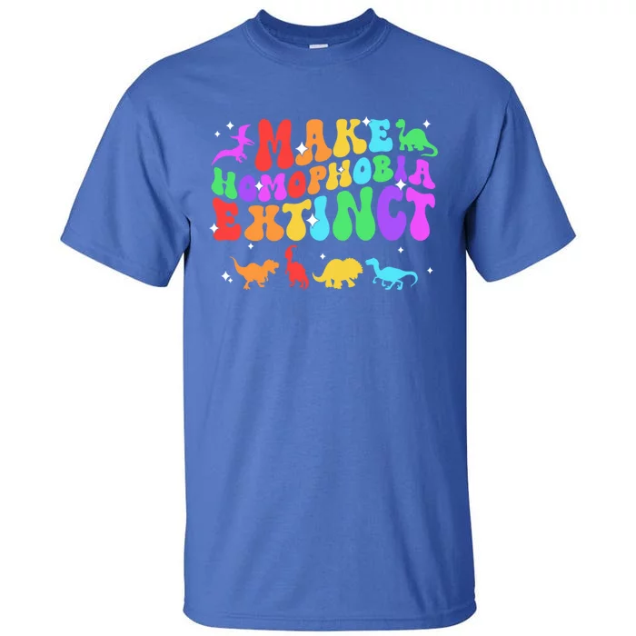 Groovy Make Homophobia Extinct Pride Lgbt Rainbow Dinosaur Gift Tall T-Shirt