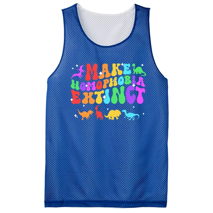 Groovy Make Homophobia Extinct Pride Lgbt Rainbow Dinosaur Gift Mesh Reversible Basketball Jersey Tank